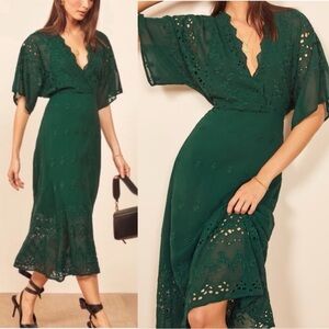 Reformation Green Midi Dress